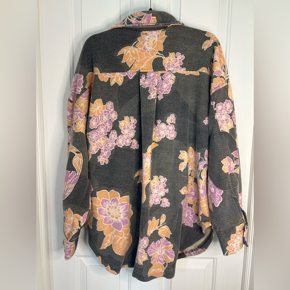 NEW Free People Printed Ruby Jacket Floral Oversized Shacket Gray Size Large - Picture 8 of 14